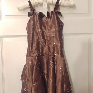 Charles David 8 yrs Girl Brown Beaded Dress